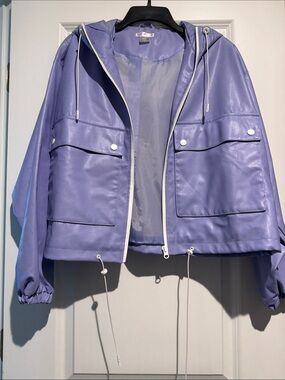 VENUS Lilac Hooded Bomber Jacket with White Trim